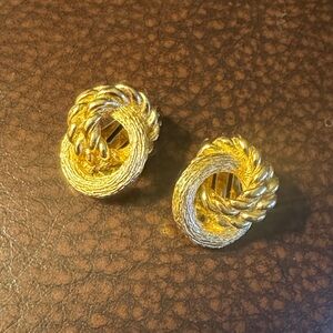 Dior Gold Textured Knot Earrings